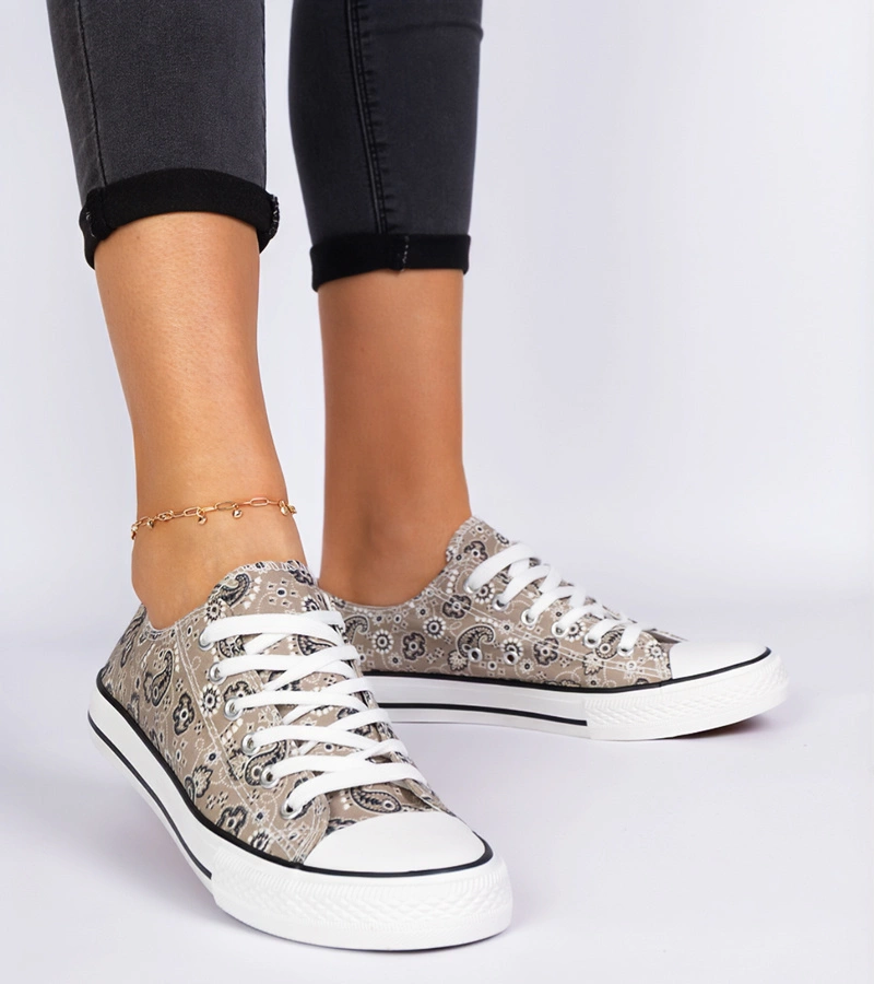 Hnedé dámske tenisky látkové v aztéckom štýle Kalusa