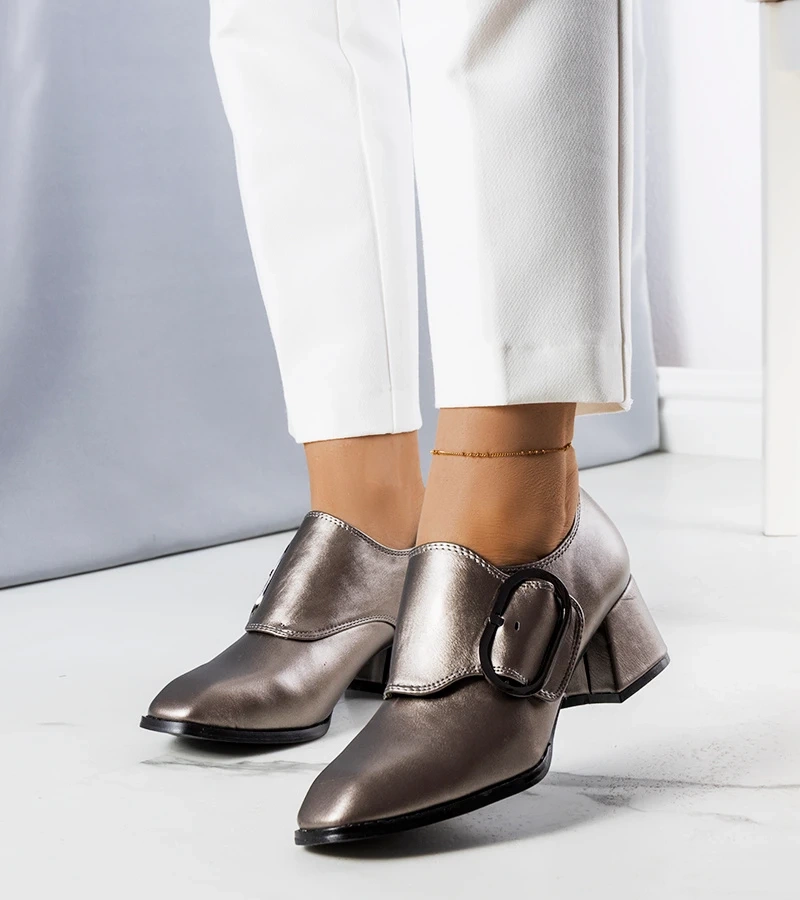 Šedé lodičky na podpätku Ailani