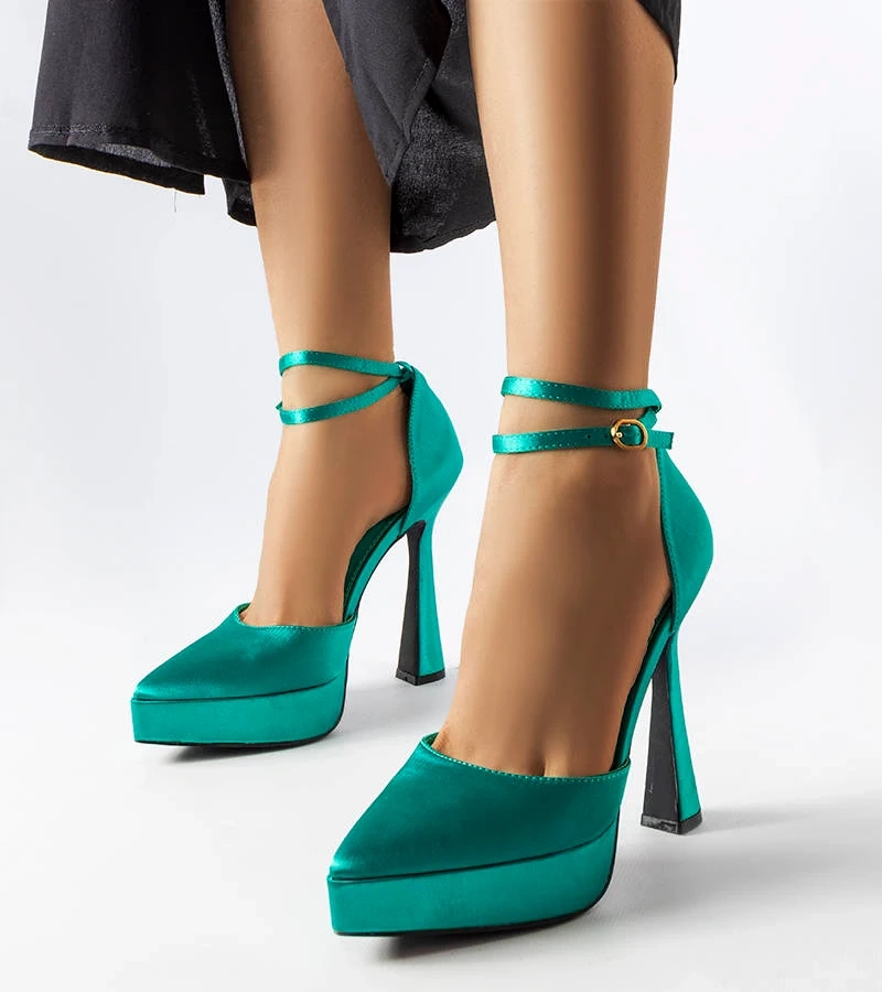 Zelené lodičky Dallas na vysokom podpätku