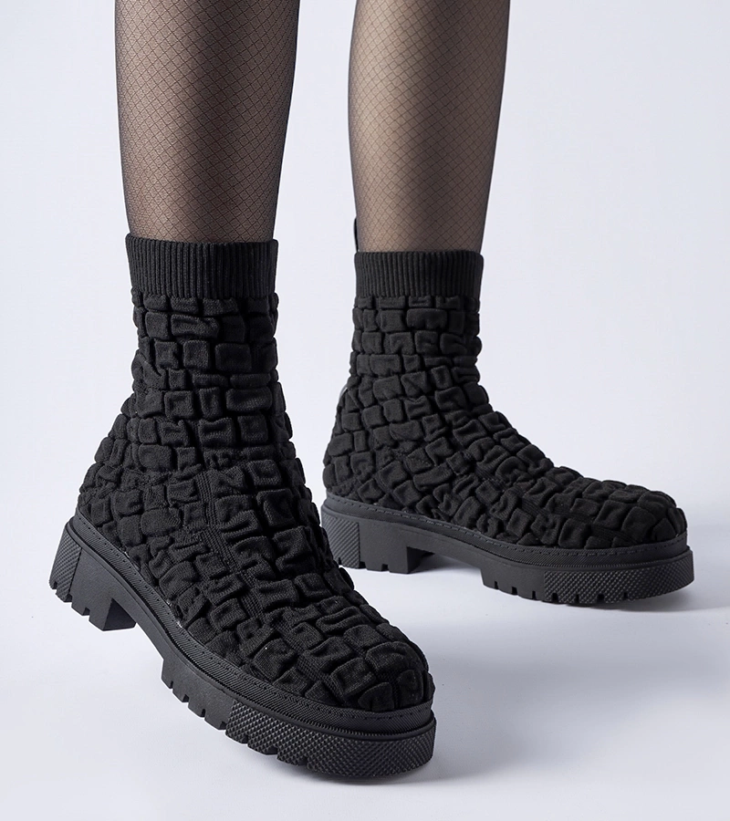 Čierne čižmy s ponožkovým vrchom Arlington NS268P BLACK