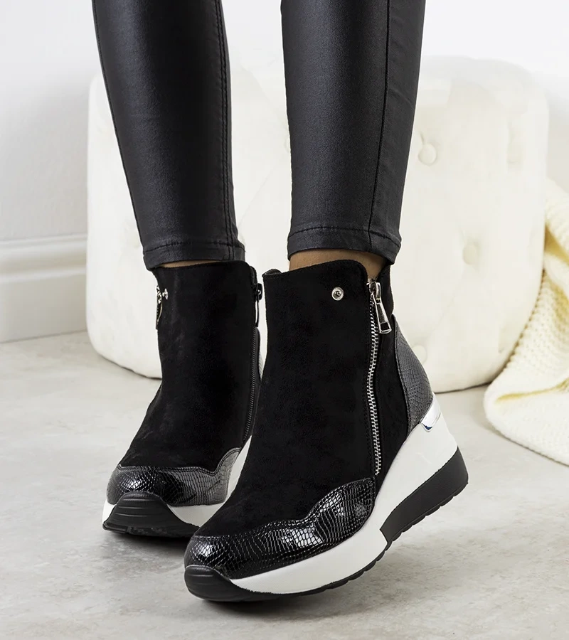 Čierne tenisky Asya na podpätkoch