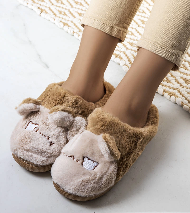 Béžové mäkké papuče Lucky Teddy