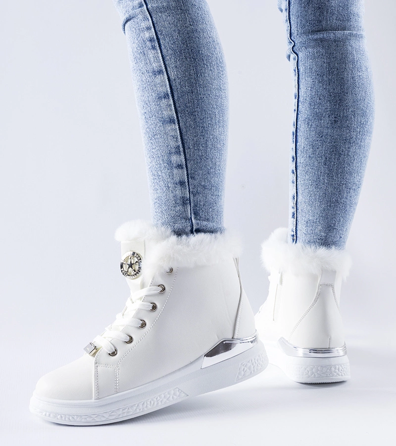 Biele tenisky s kožušinkou Fiemme