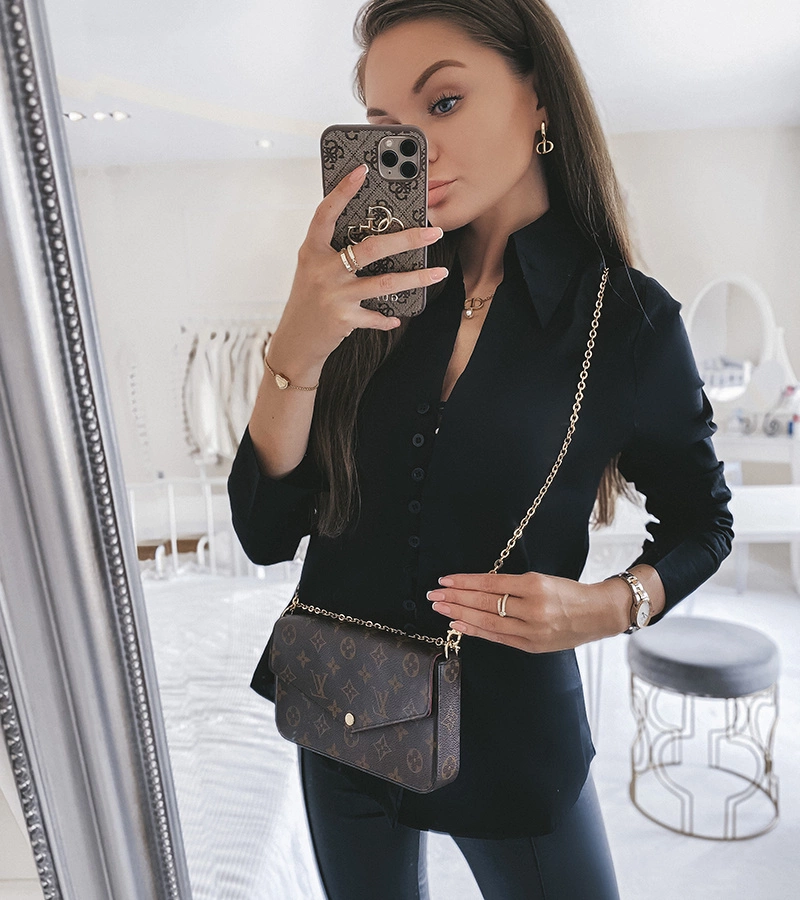 Čierna dámska košeľa Preto