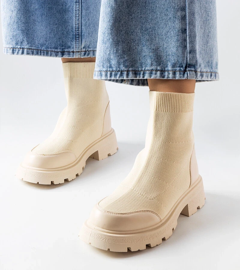 Béžové ponožkové topánky Lonte