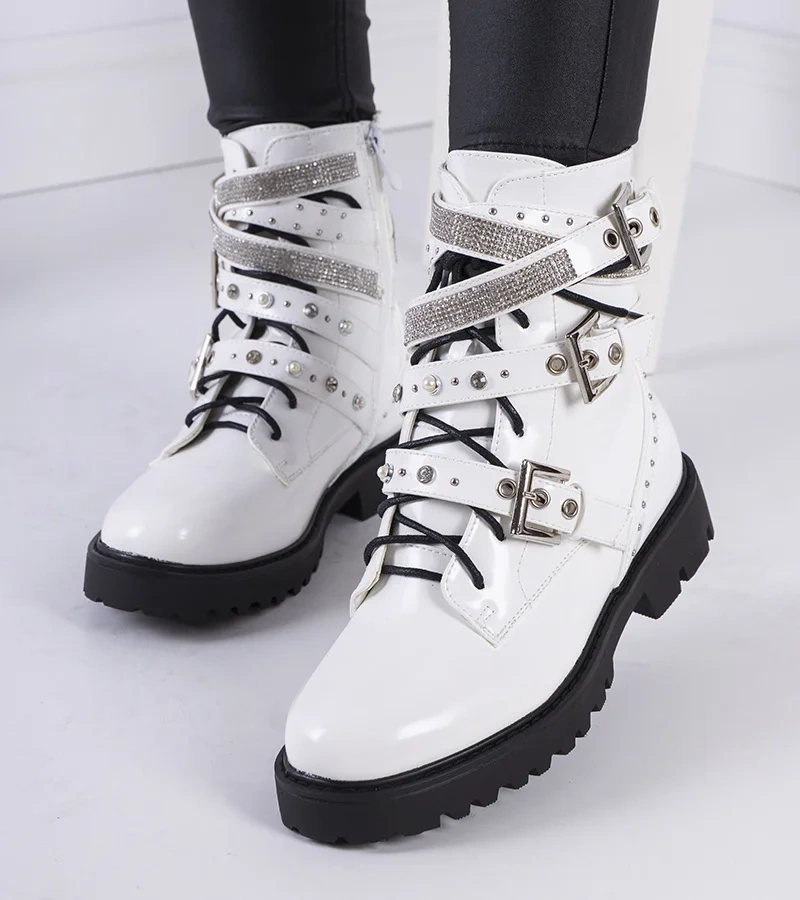 Biely botki so zirkónmi Tucker