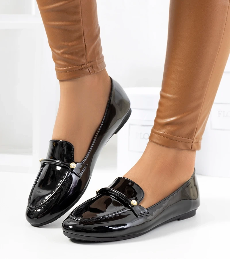 Čierne lakované mokasíny Poppy