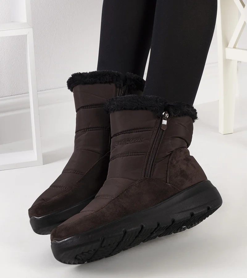 Hnedé prešívané snehové topánky od Azmarin