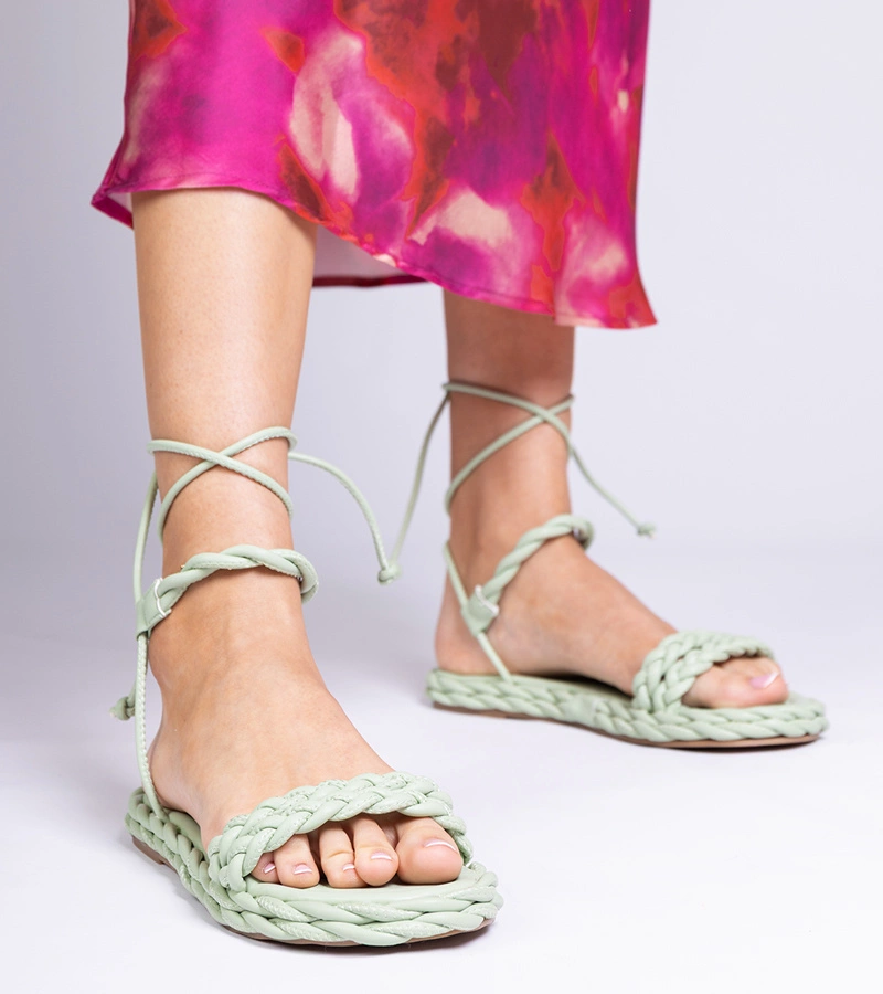 Zelené dámske pletené sandále Tarina