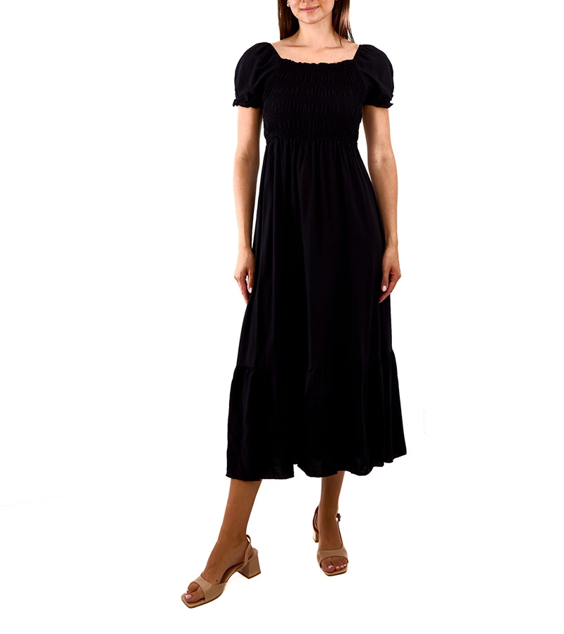 Čierne šaty s gádrom maxi Demisa