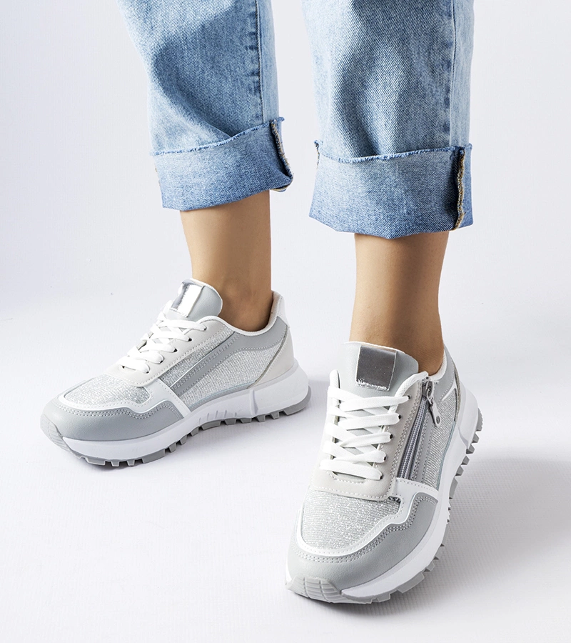 Šedé a strieborné dámske tenisky od Camuzzoni