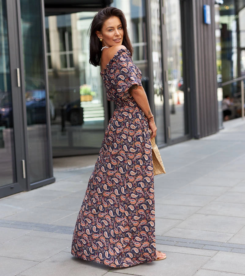 Námornícky modré vzorované šaty značky Gless