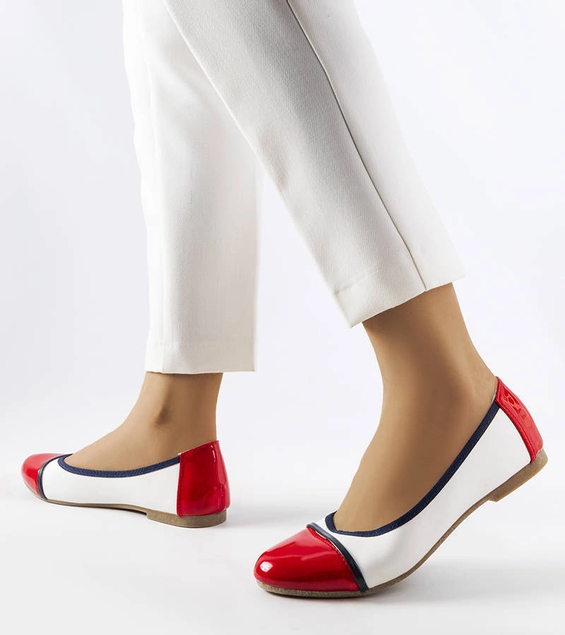 Lososové červeno-biele balerínky