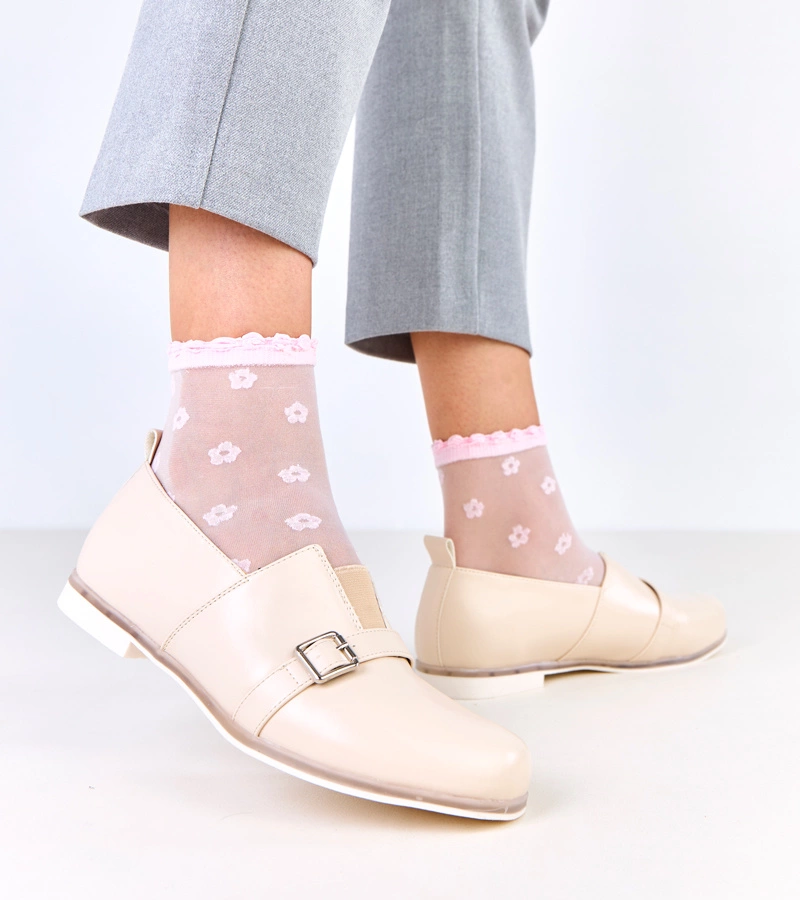 Béžové dámske poltopánky s koženou vložkou Klensi