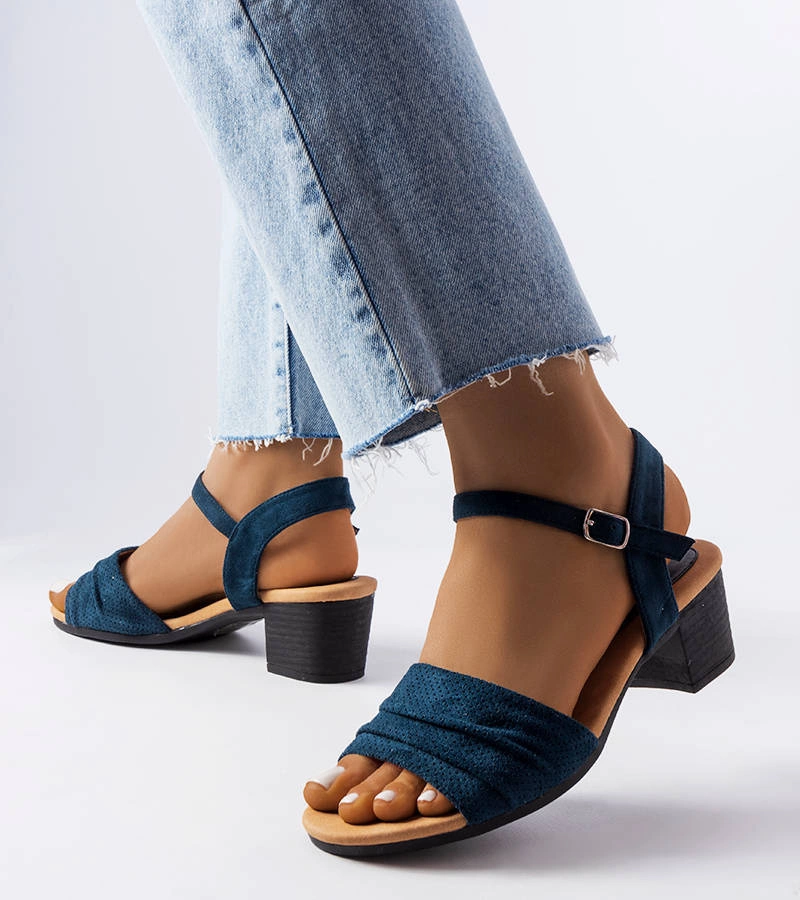 Námornícky modré sandále Broom s nízkym podpätkom