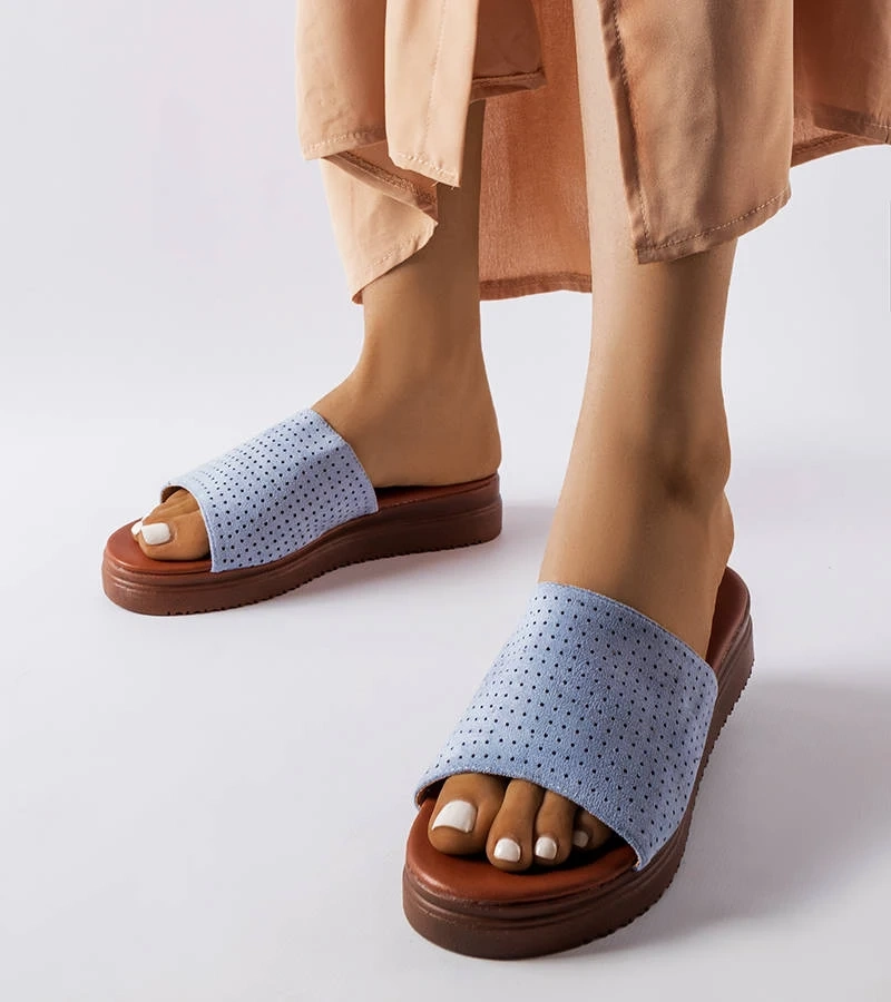 Modré žabky s ažurovým zvrškom Idabel