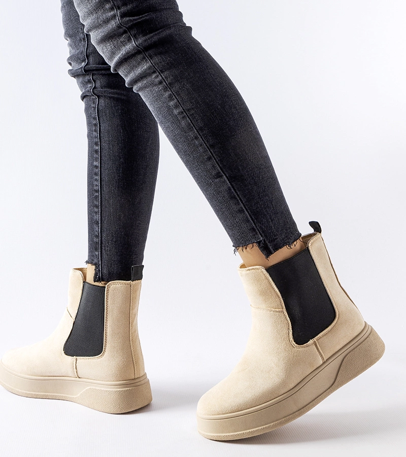 Beige platform boots Benilde
