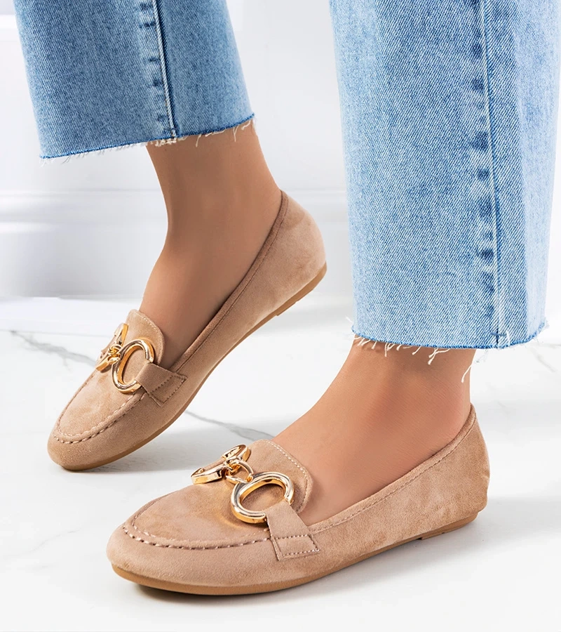 Béžové mokasíny s prackou Castor