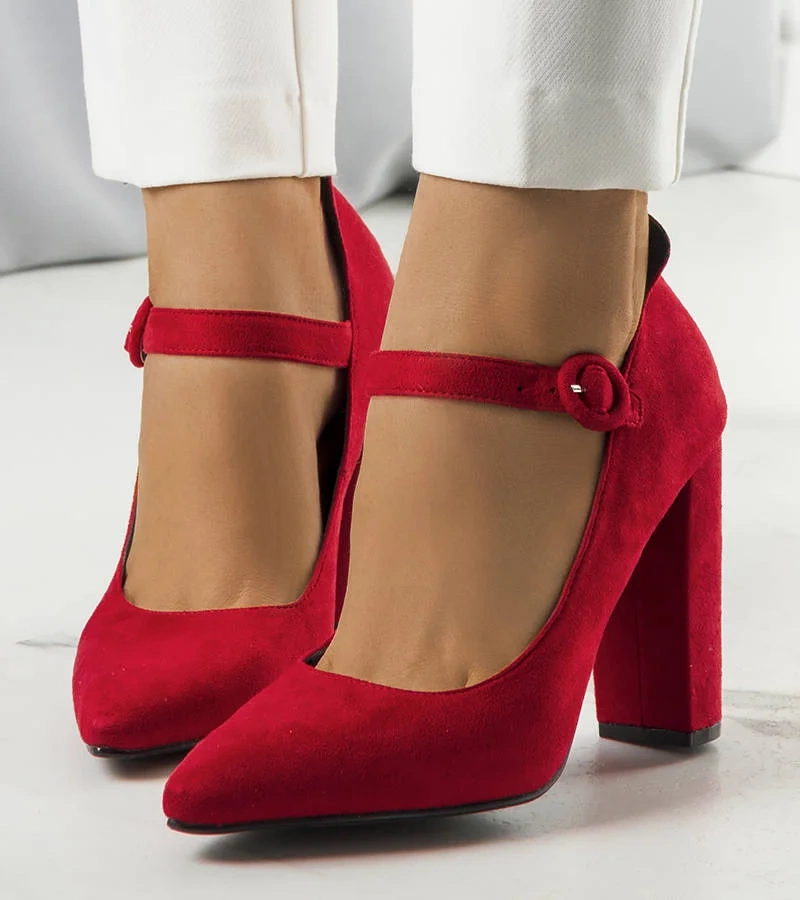 Červené lodičky Kaiser s remienkami