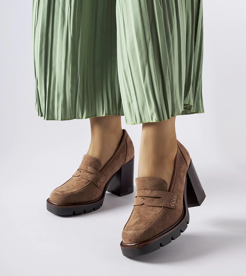 Hnedé lodičky s koženou stielkou Vinceza