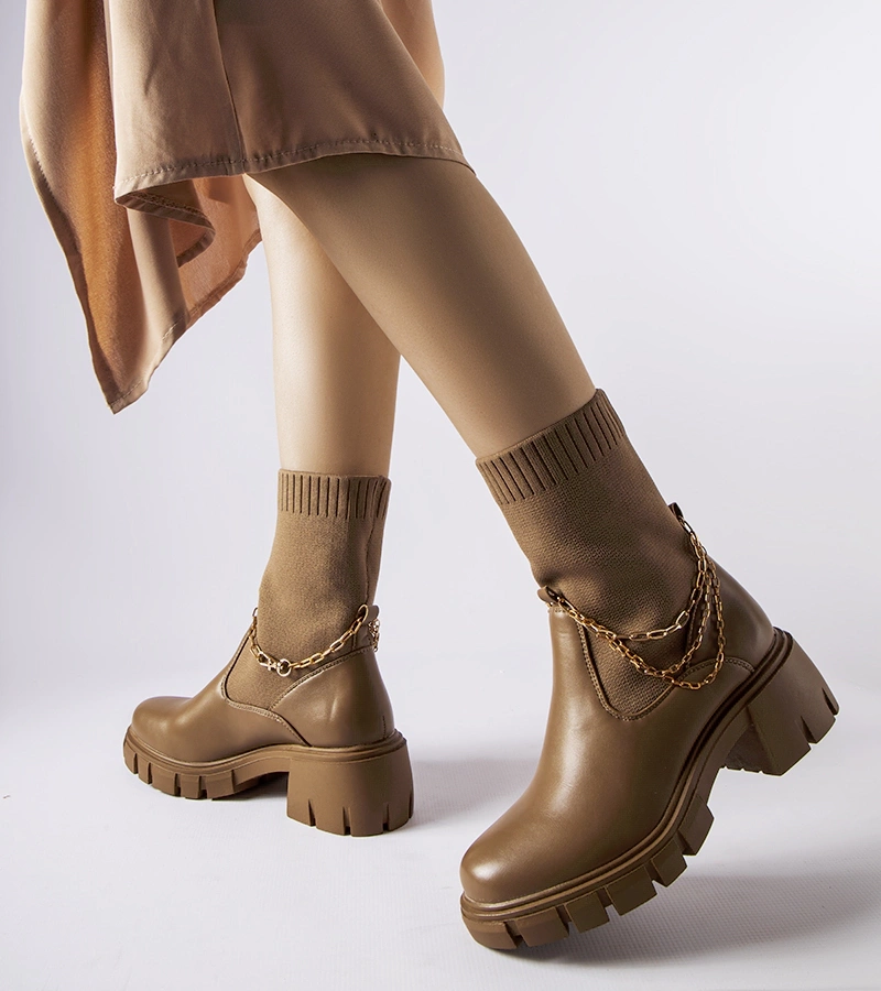 Hnedé čižmy s elastickým zvrškom Naser