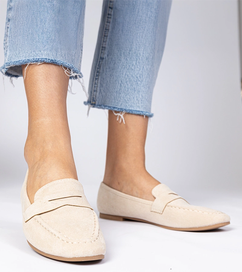 Béžové elegantné mokasíny z ekosemišu Palmarina