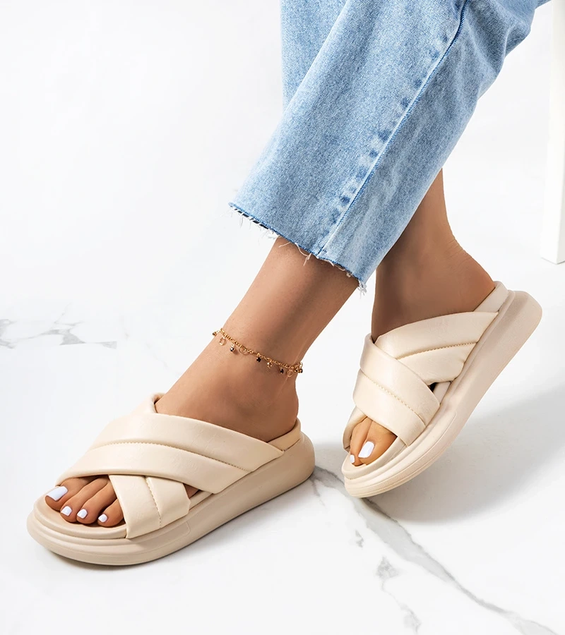 Béžové žabky na platforme Allport