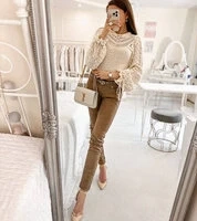 Béžové dámske nohavice Karima