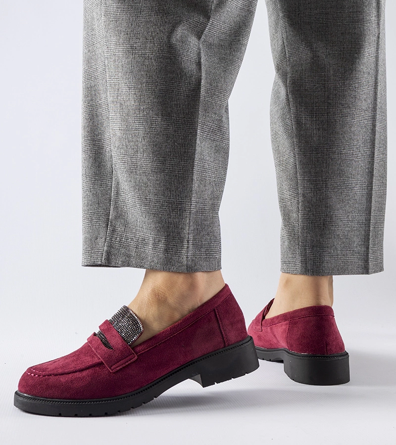 Bordové mokasíny s cyrkónmi Ippolito