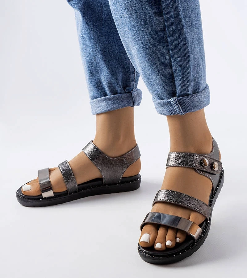 Šedé metalické sandále Lanham