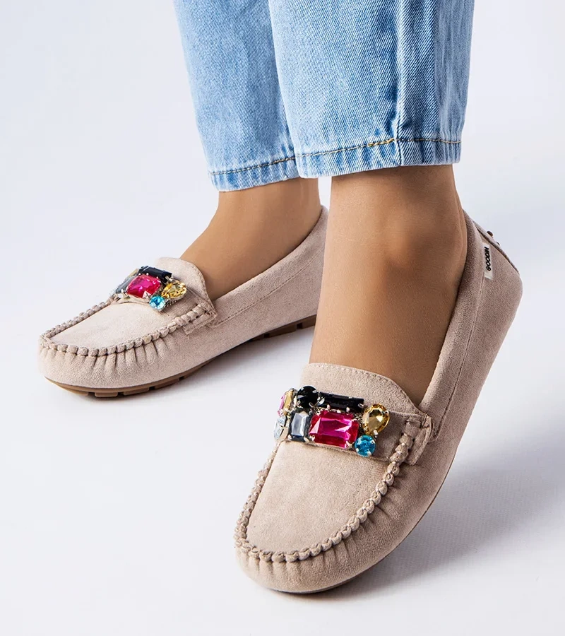 Šedé mokasíny s koženou stielkou Tanguay