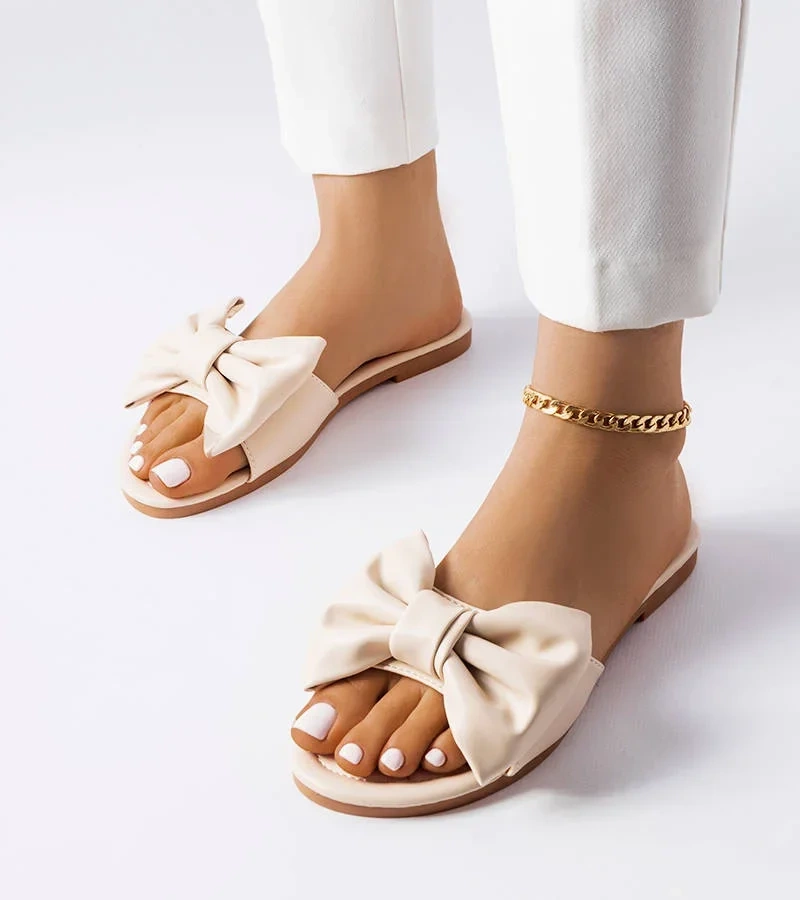 Béžové elegantné žabky s mašľou Garnier