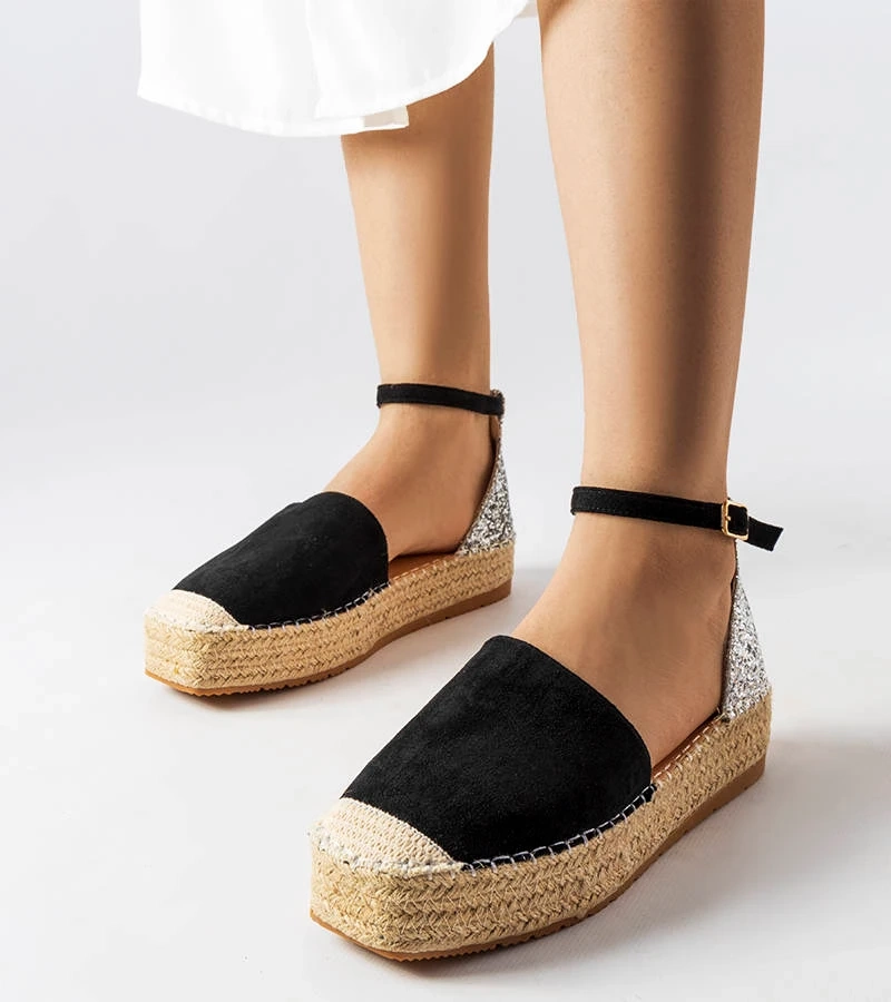 Čierne espadrilky s trblietavou vložkou Myasia
