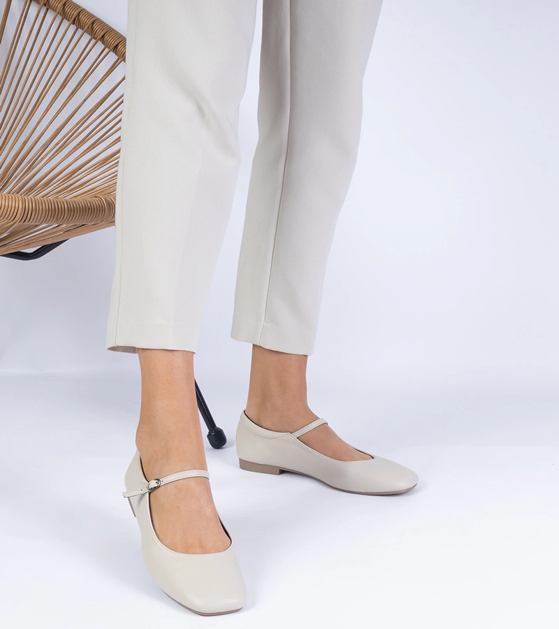 Béžové klasické baleríny z ekokože Grenada