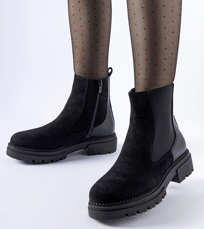 Čierne členkové topánky s hrubou podrážkou Hodges