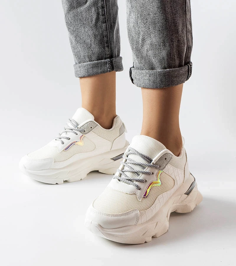 Biele tenisky zdobené trblietkami Beatrice