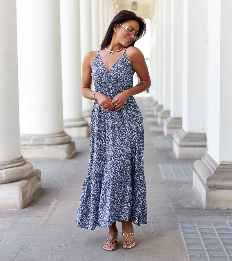 Mazzaro tmavomodré kvetinové šaty