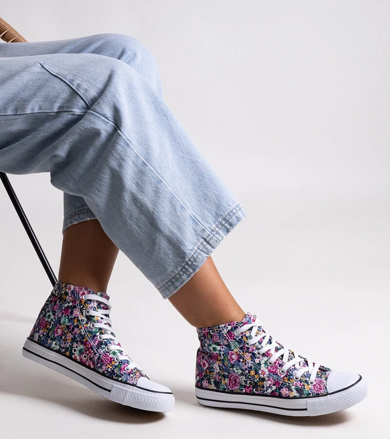 Ružové vysoké tenisky s kvetinovým vzorom Mehretina