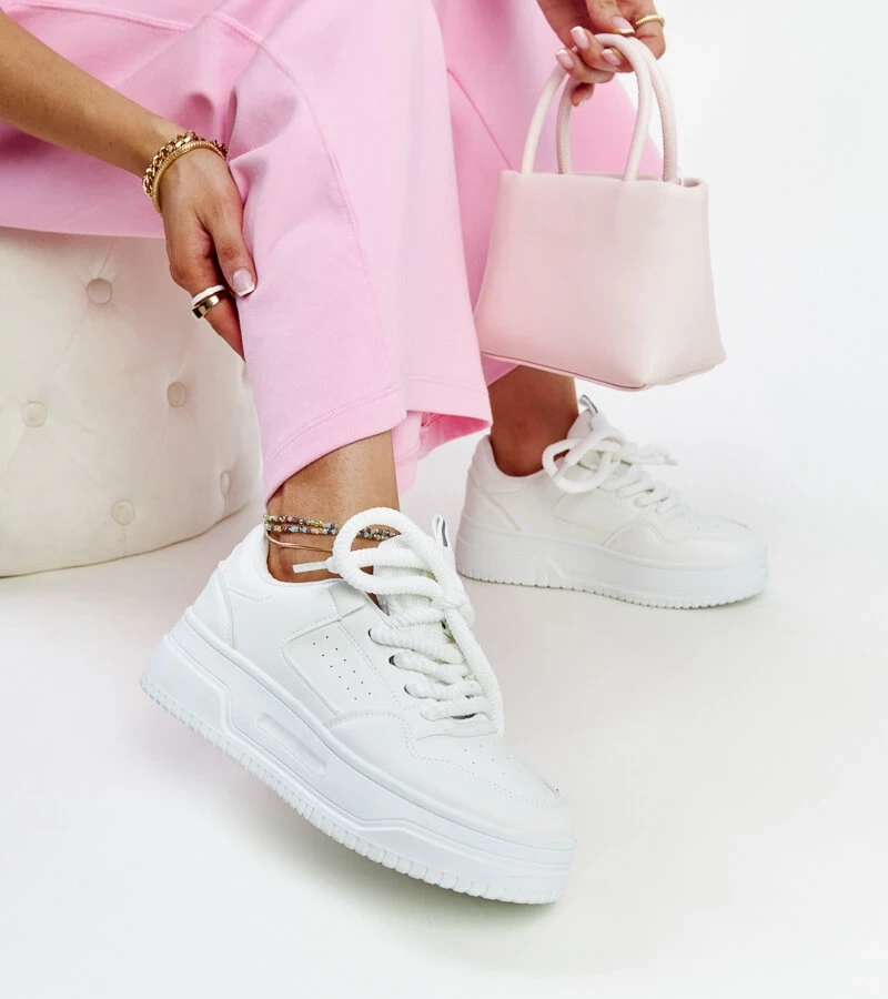 Biele tenisky na vysokom podpätku Lengyel