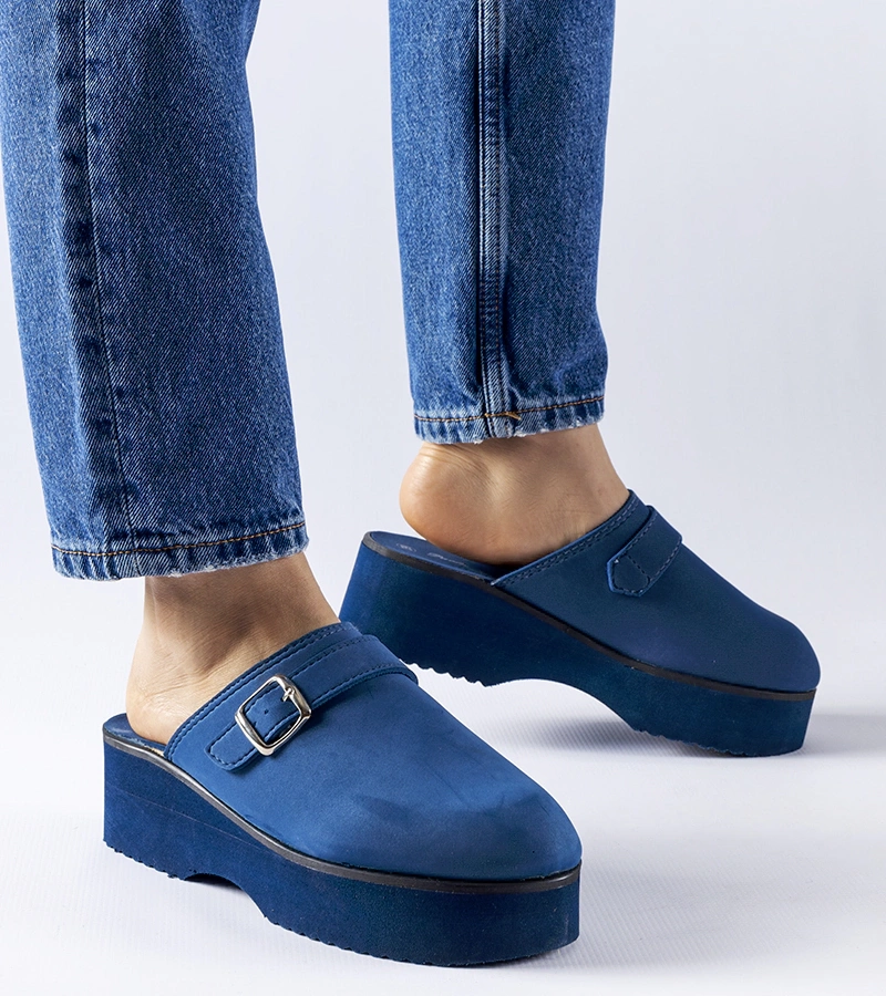 Žabky na vysokom podpätku 90-1691 NAVY