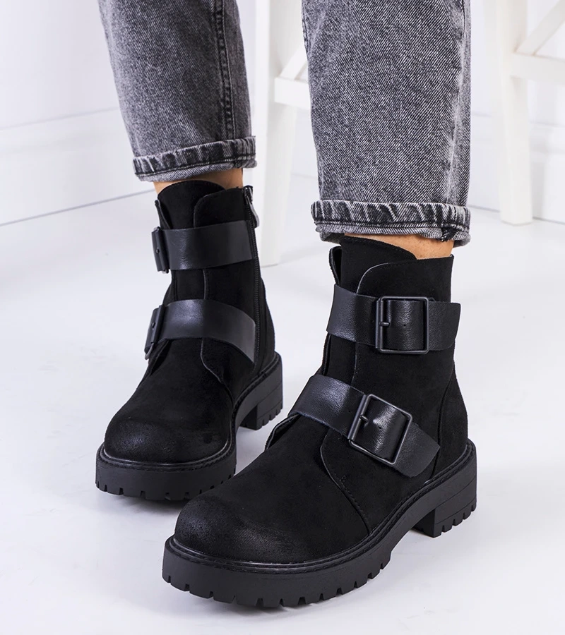 Čierna botki eko-semiš Leurbost