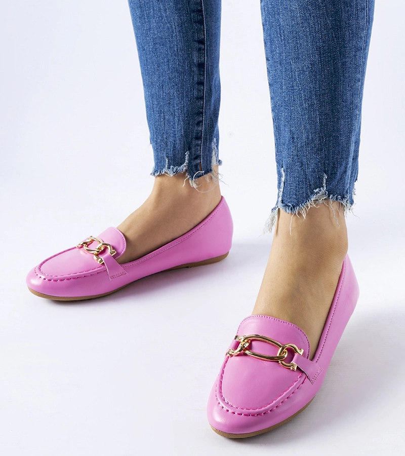Ružové mokasíny zdobené sponou Gaston