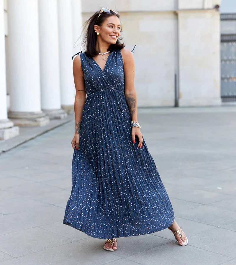 Tmavomodré plisované šaty Spalato