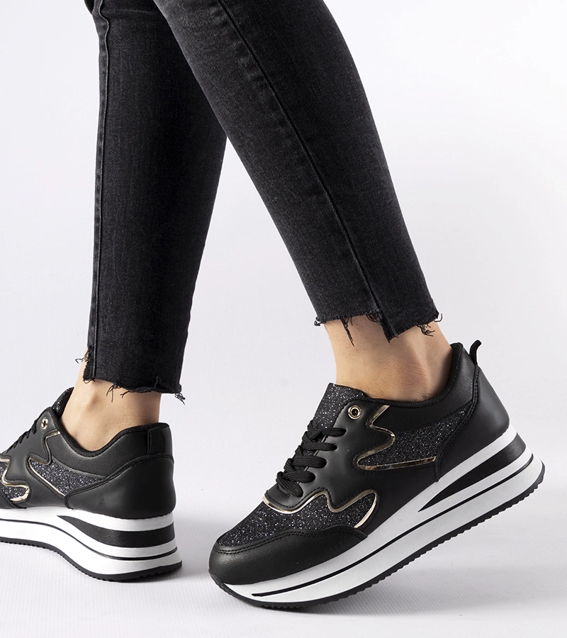 Čierne tenisky na platforme Inès