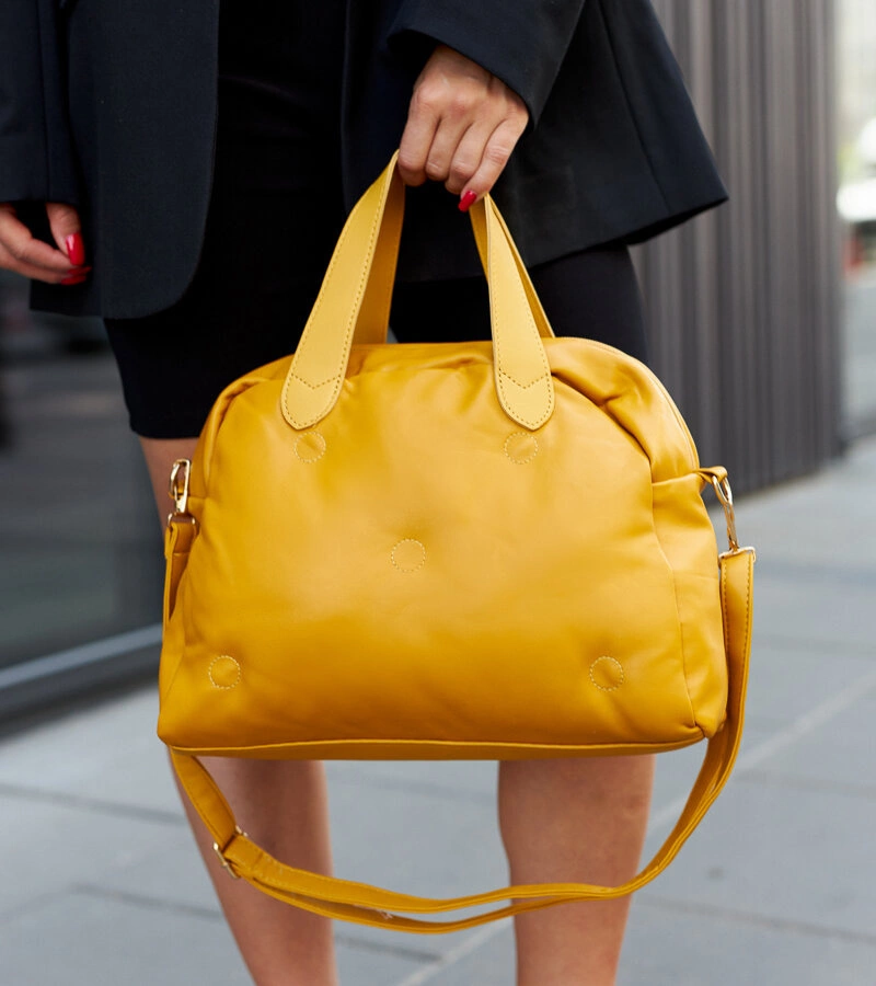 Žltá prešívaná kabelka na ramene Ruayda