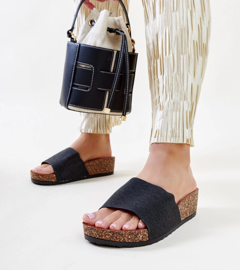 Čierne sandále na korkovej platforme Naifene