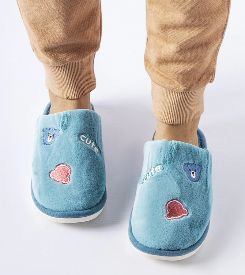 Modré teplé papuče s medvedíkmi Cute