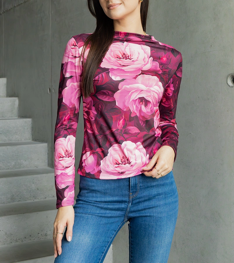 Ružová blúzka zdobená printom Amaya