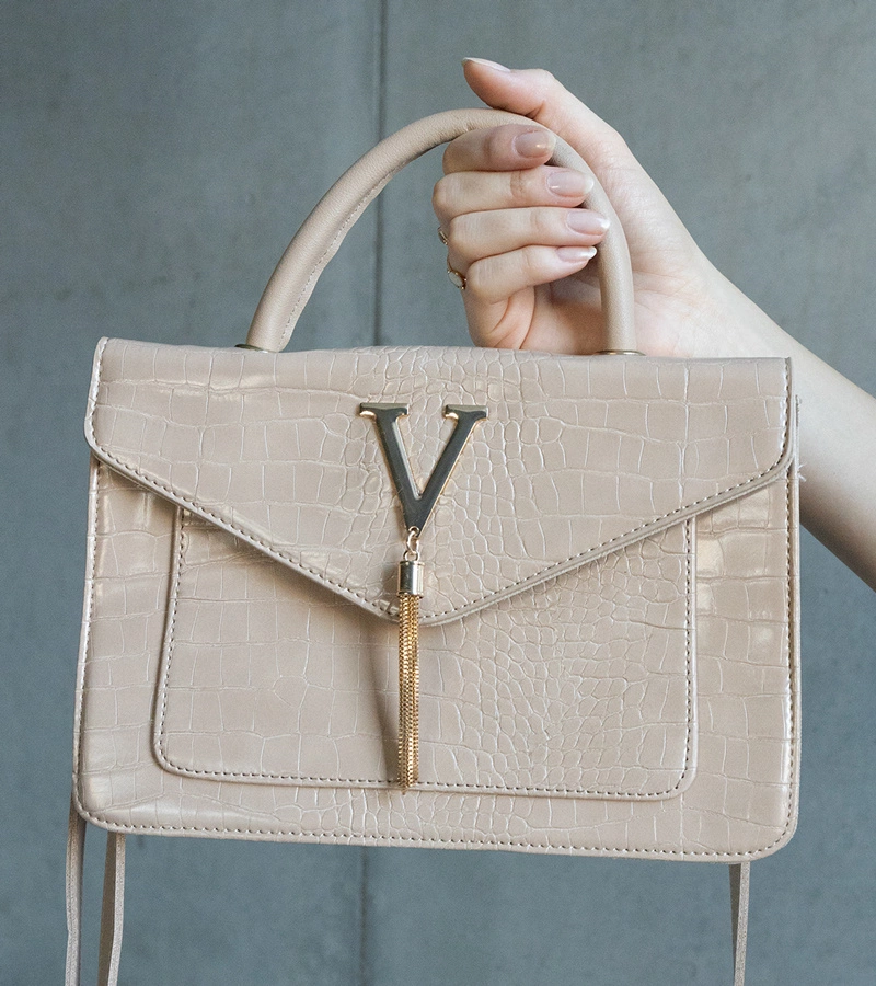 Kabelka na rameno s motívom krokodílej kože Barsa