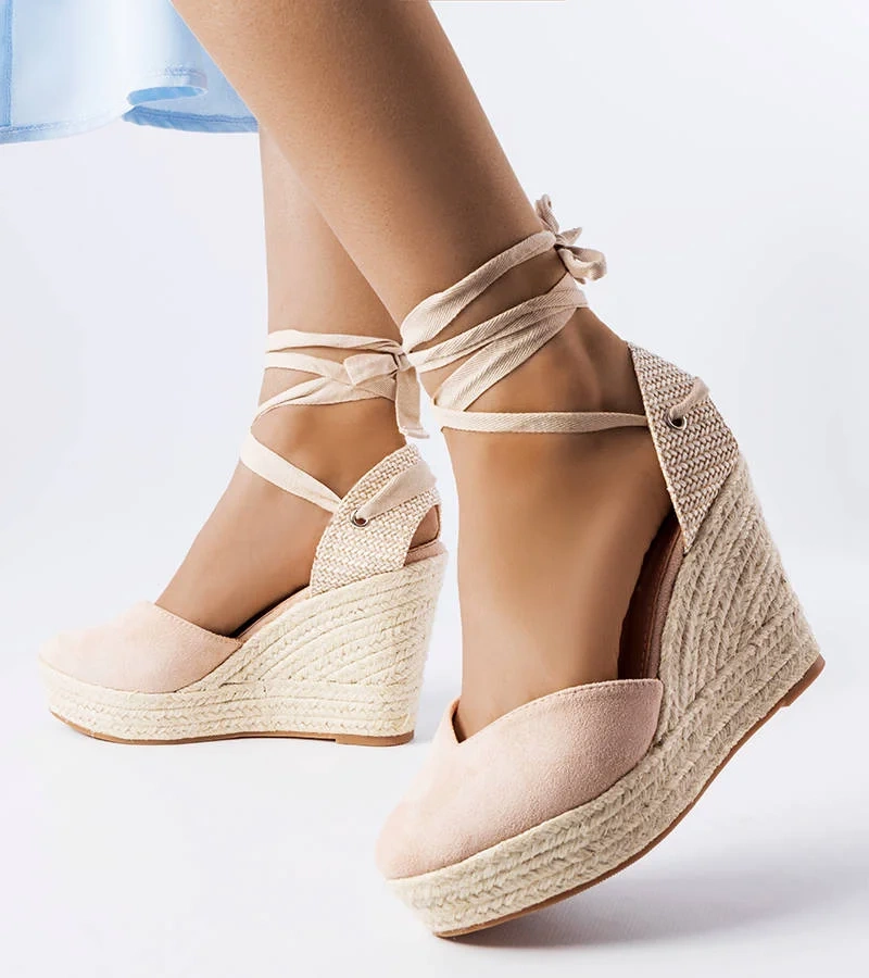 Béžové espadrilky Dubois na podpätkoch